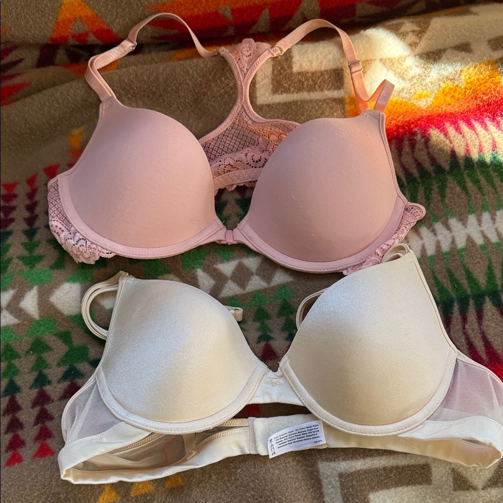 Maidenform Pink and Cream Lace Bras